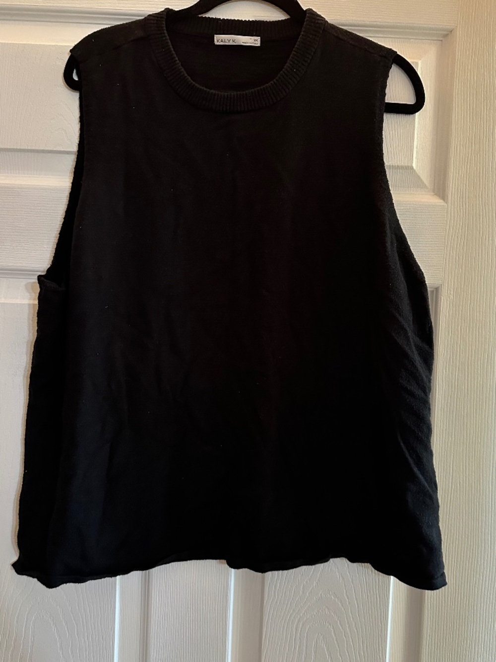 Black Sleeveless Knit Sweater Vest Tunic Top Plus Size 3X Soft Stretch Minimalis